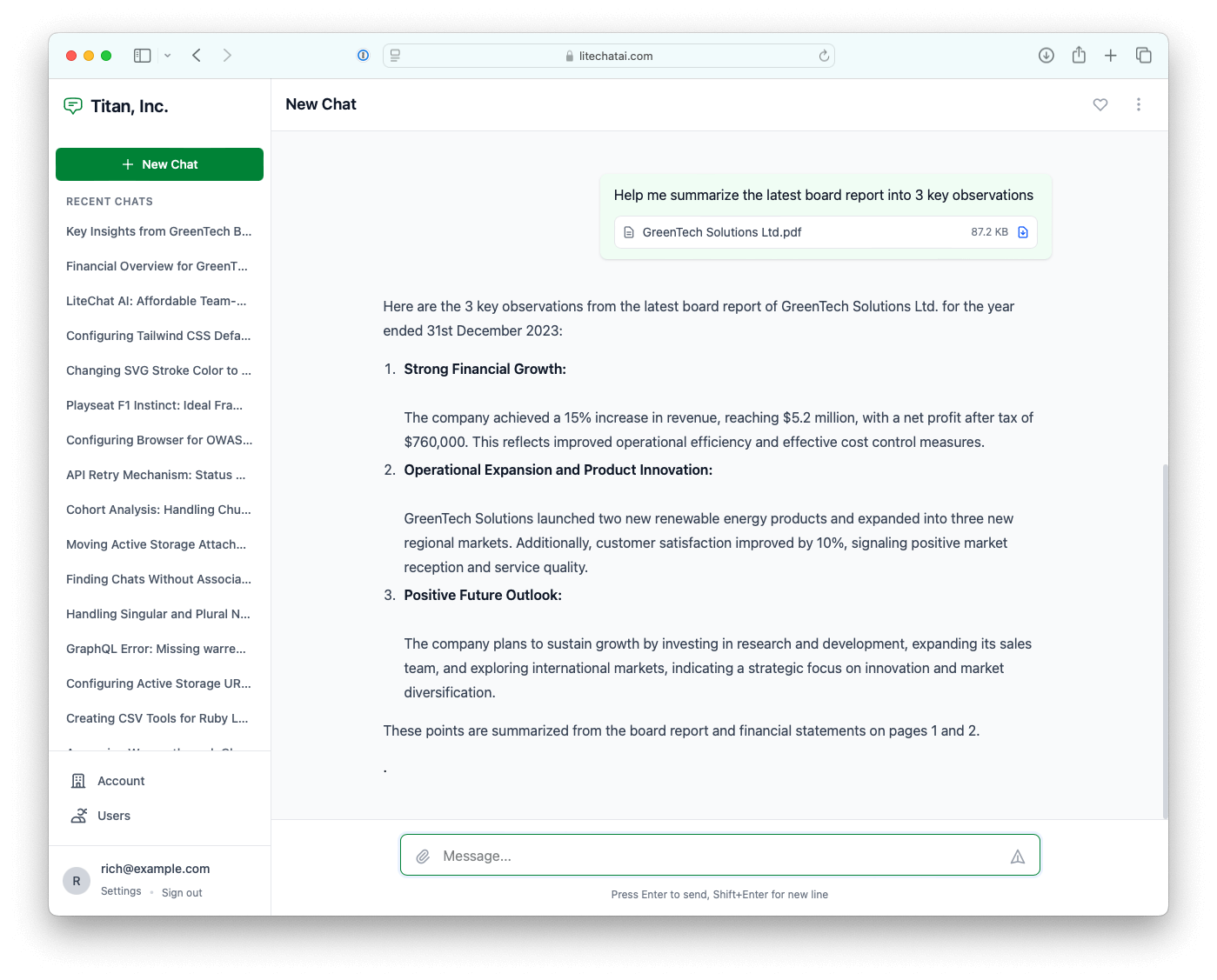 LiteChat AI Screenshot